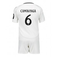 Real Madrid Eduardo Camavinga #6 Hemmaställ Barn 2024-25 Korta ärmar (+ Korta byxor)